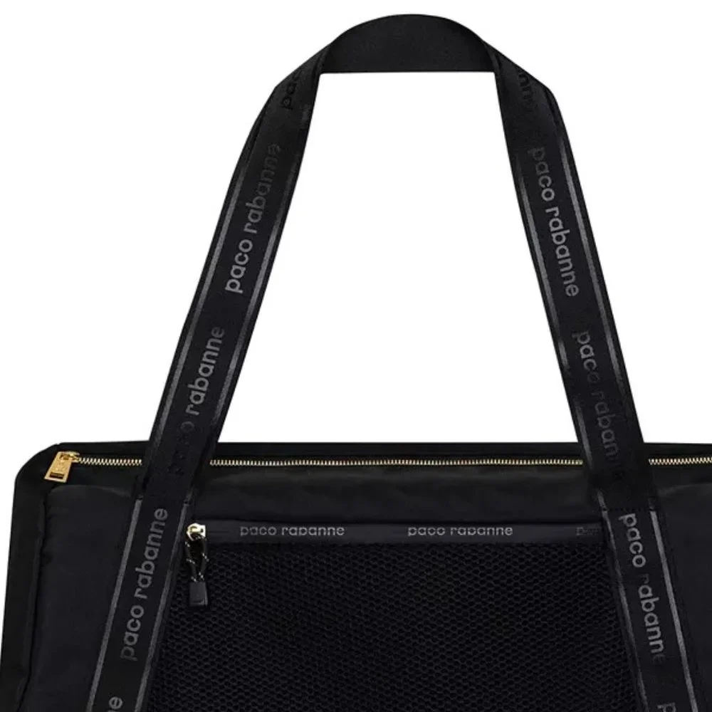 PACO RABANNE Weekender Bag in Black w Logo Strap